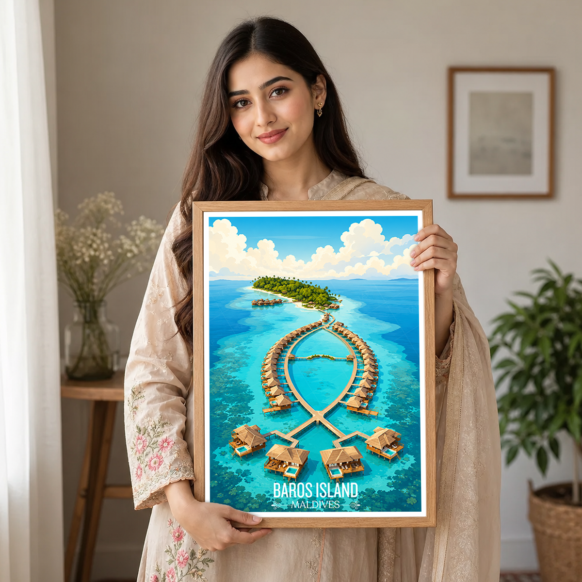 Baros Island - The Maldives - Travel Wall Art Resort Poster Print - Art Print - Travel Art Poster