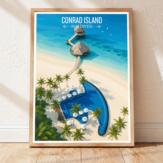 Conrad Island - The Maldives - Travel Wall Art Resort Poster Print - Art Print - Travel Art Poster