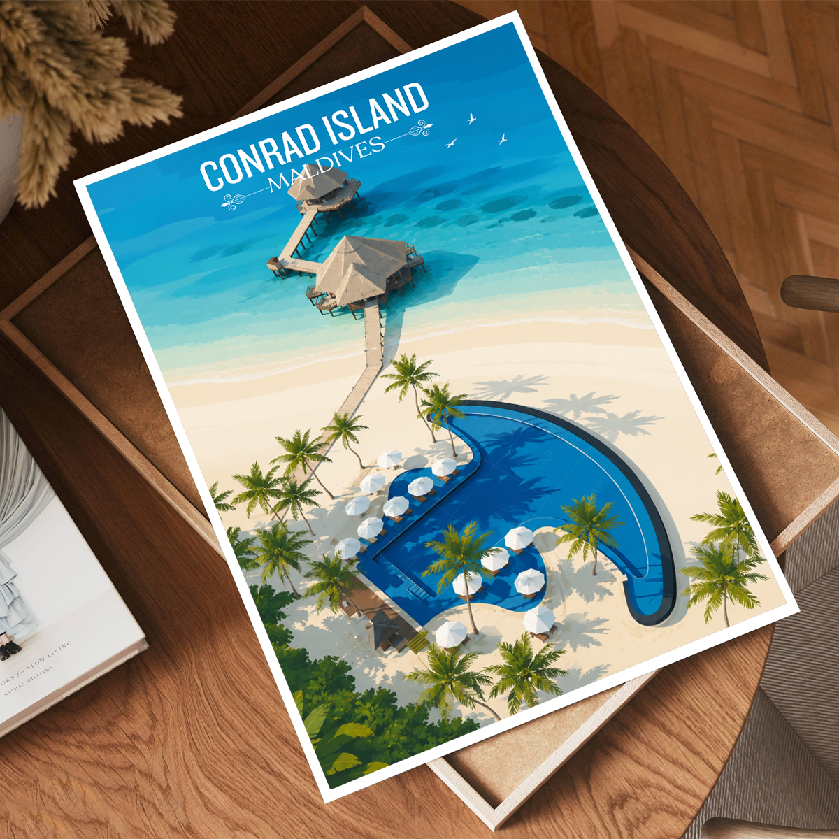 Conrad Island - The Maldives - Travel Wall Art Resort Poster Print - Art Print - Travel Art Poster