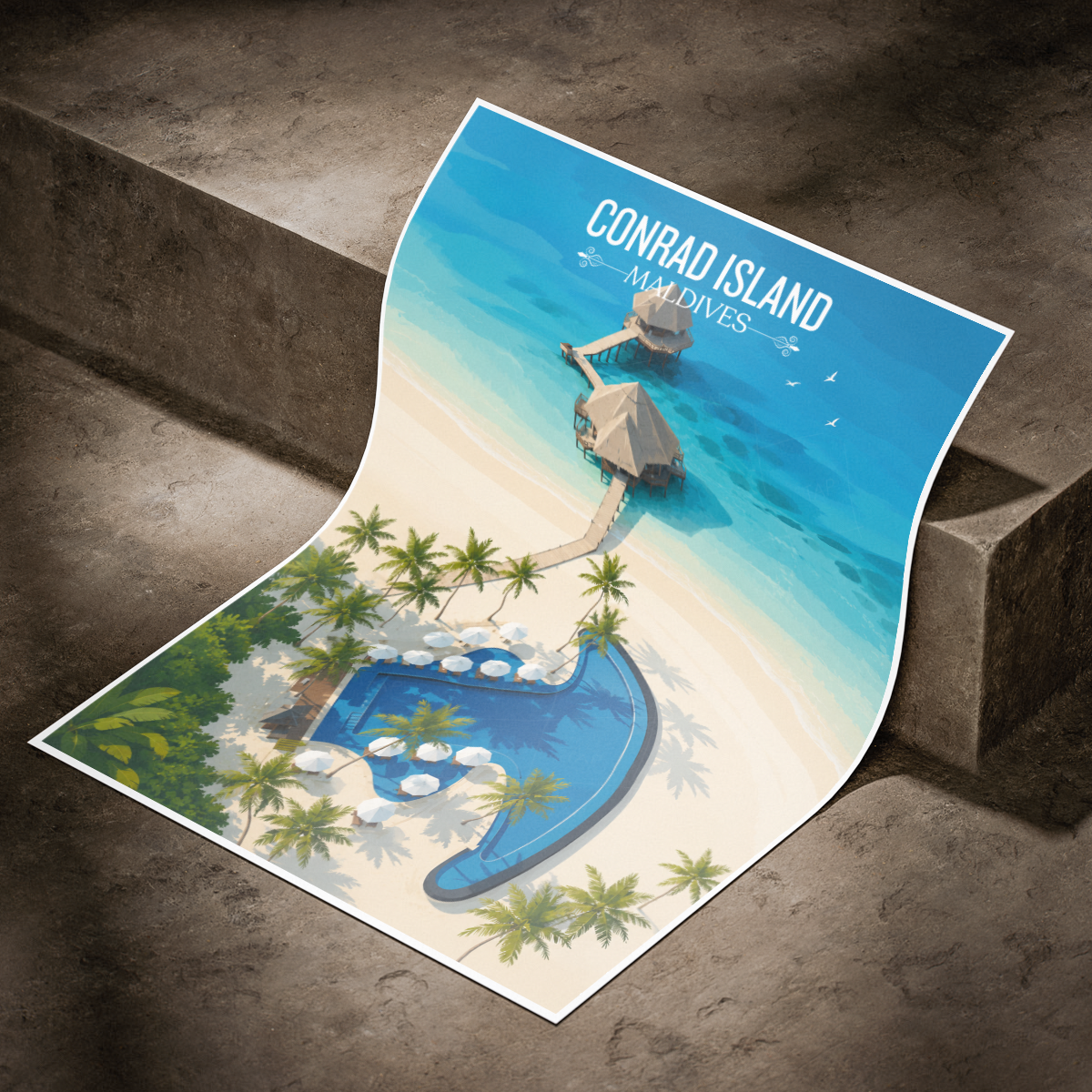 Conrad Island - The Maldives - Travel Wall Art Resort Poster Print - Art Print - Travel Art Poster