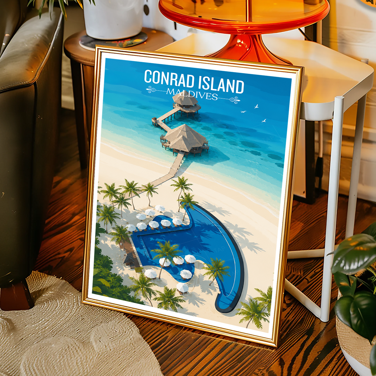 Conrad Island - The Maldives - Travel Wall Art Resort Poster Print - Art Print - Travel Art Poster