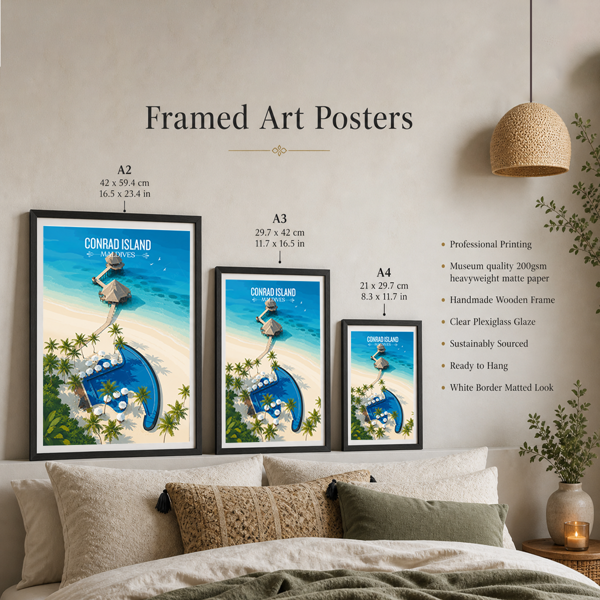 Conrad Island - The Maldives - Travel Wall Art Resort Poster Print - Art Print - Travel Art Poster