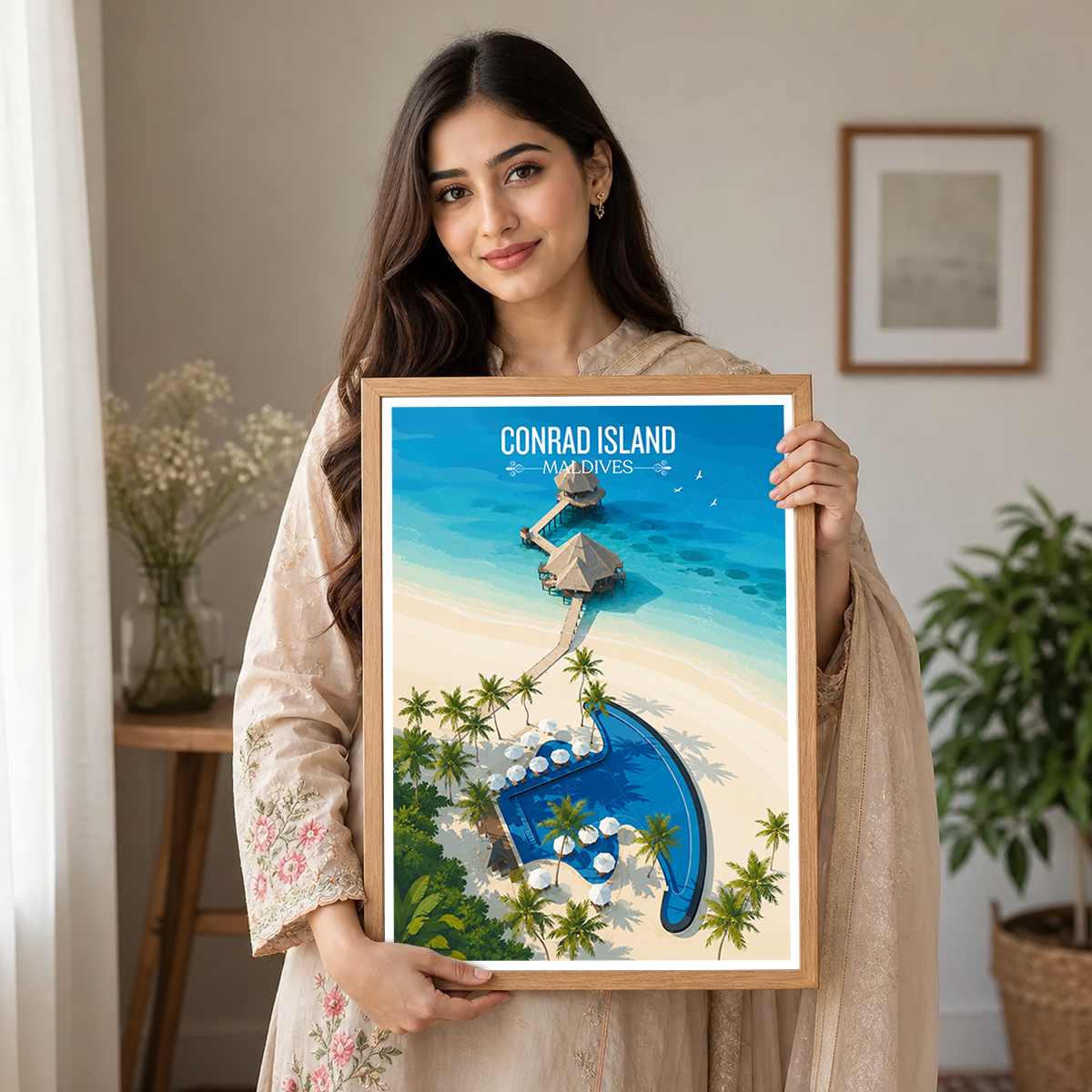 Conrad Island - The Maldives - Travel Wall Art Resort Poster Print - Art Print - Travel Art Poster