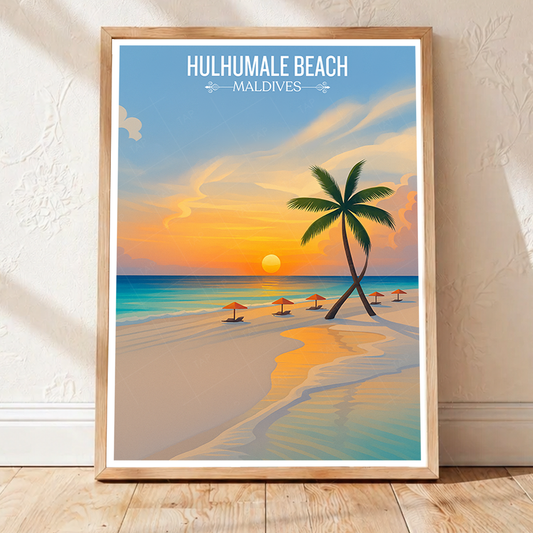 Hulhumale Beach - The Maldives - Travel Wall Art Resort Poster Print - Art Print - Travel Art Poster