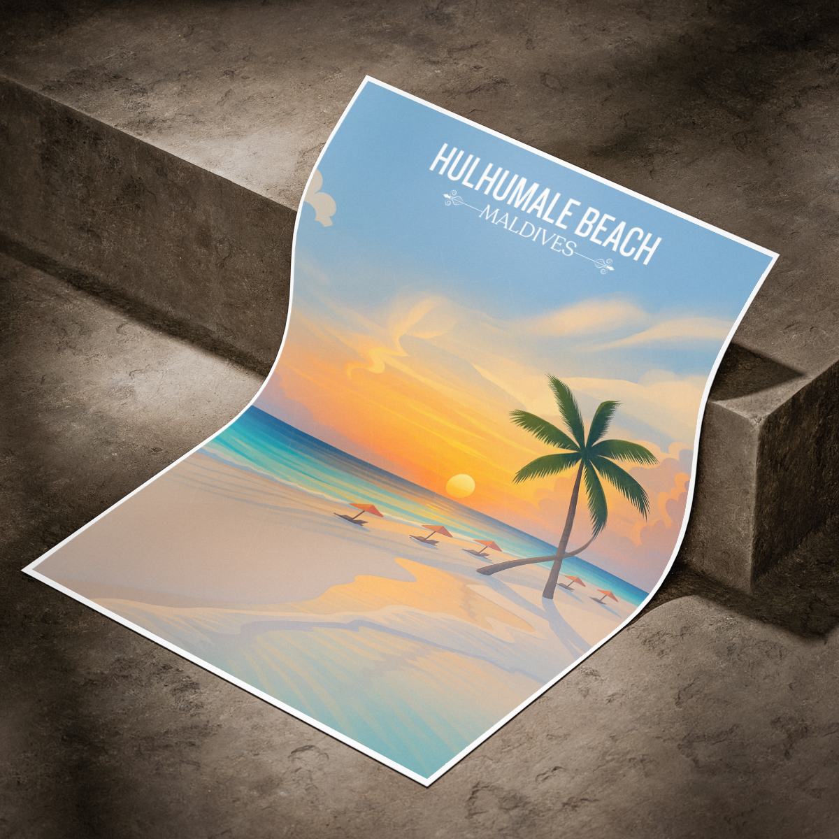 Hulhumale Beach - The Maldives - Travel Wall Art Resort Poster Print - Art Print - Travel Art Poster