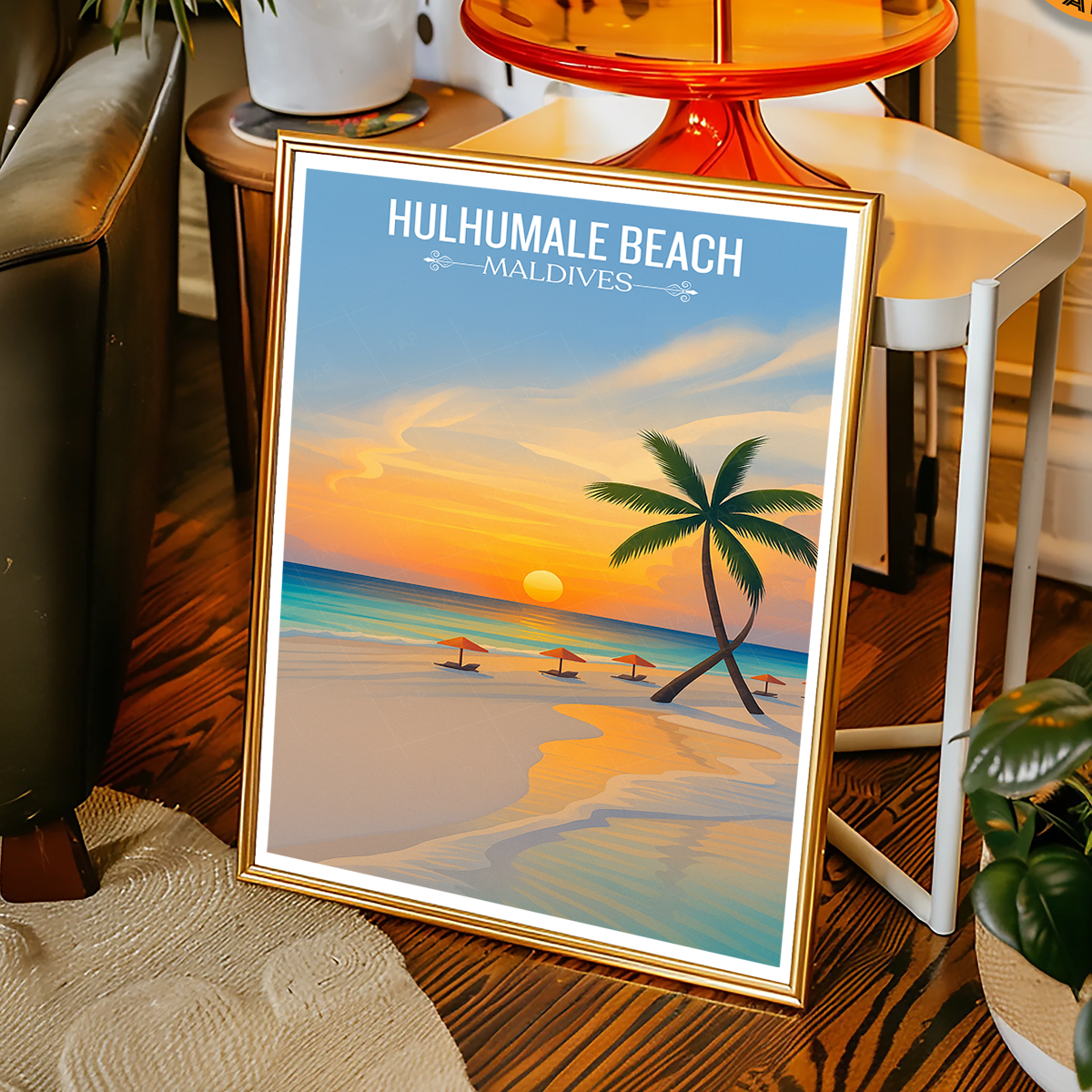 Hulhumale Beach - The Maldives - Travel Wall Art Resort Poster Print - Art Print - Travel Art Poster