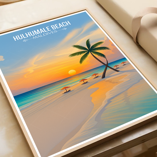Hulhumale Beach - The Maldives - Travel Wall Art Resort Poster Print - Art Print - Travel Art Poster