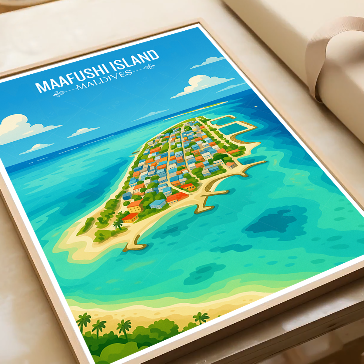 Maafushi island - The Maldives - Travel Wall Art Resort Poster Print - Art Print - Travel Art Poster