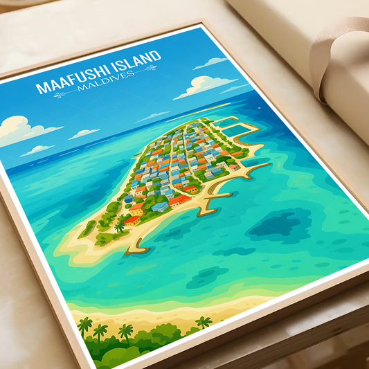 Maafushi island - The Maldives - Travel Wall Art Resort Poster Print - Art Print - Travel Art Poster