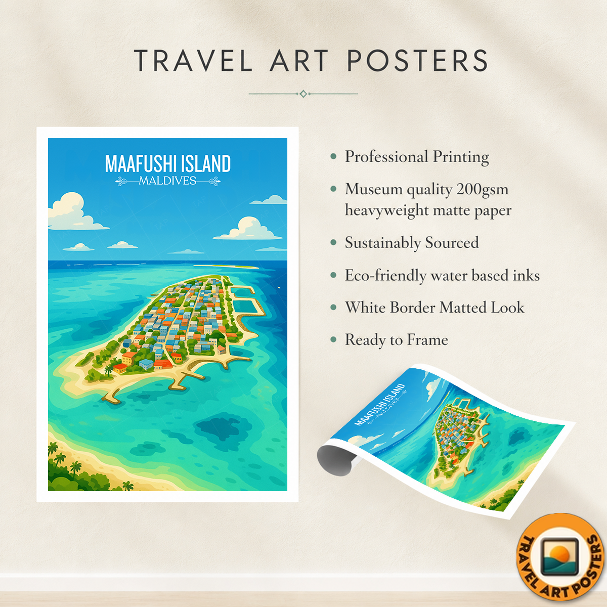 Maafushi island - The Maldives - Travel Wall Art Resort Poster Print - Art Print - Travel Art Poster