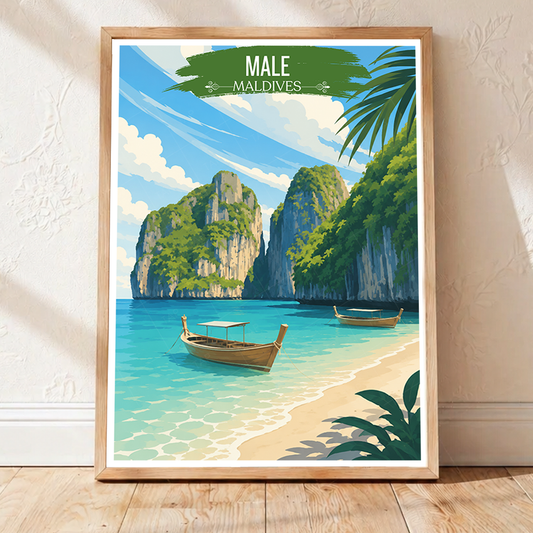 Male - The Maldives - Travel Wall Art Beach Poster Print - Art Print - Travel Art Poster