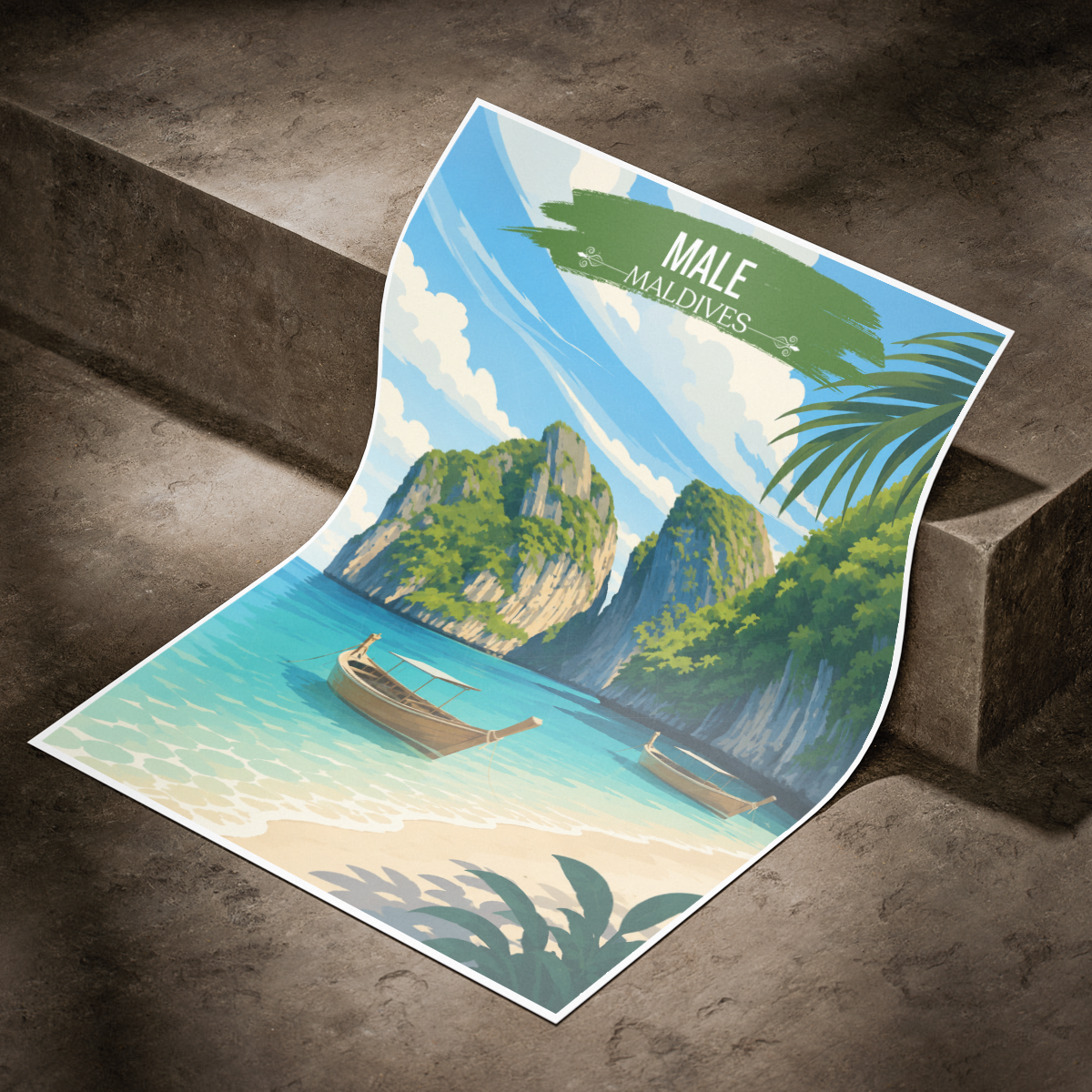 Male - The Maldives - Travel Wall Art Beach Poster Print - Art Print - Travel Art Poster