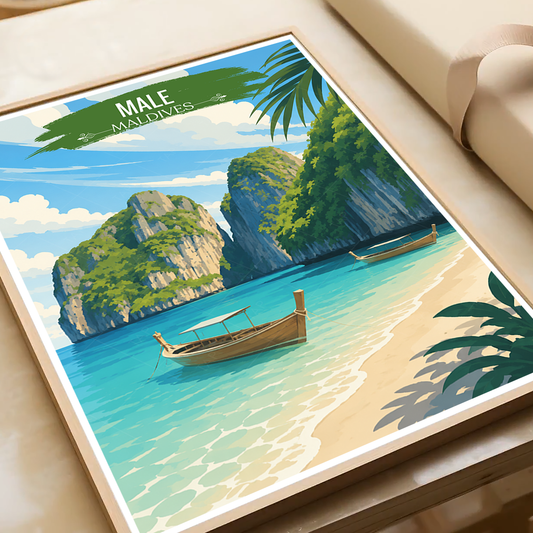Male - The Maldives - Travel Wall Art Beach Poster Print - Art Print - Travel Art Poster