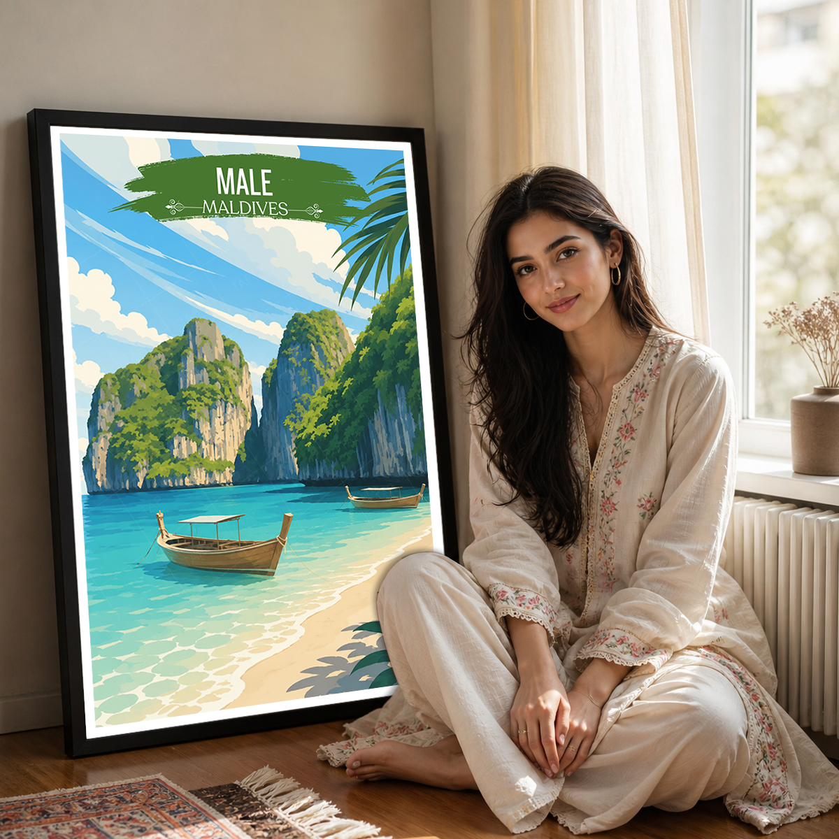 Male - The Maldives - Travel Wall Art Beach Poster Print - Art Print - Travel Art Poster