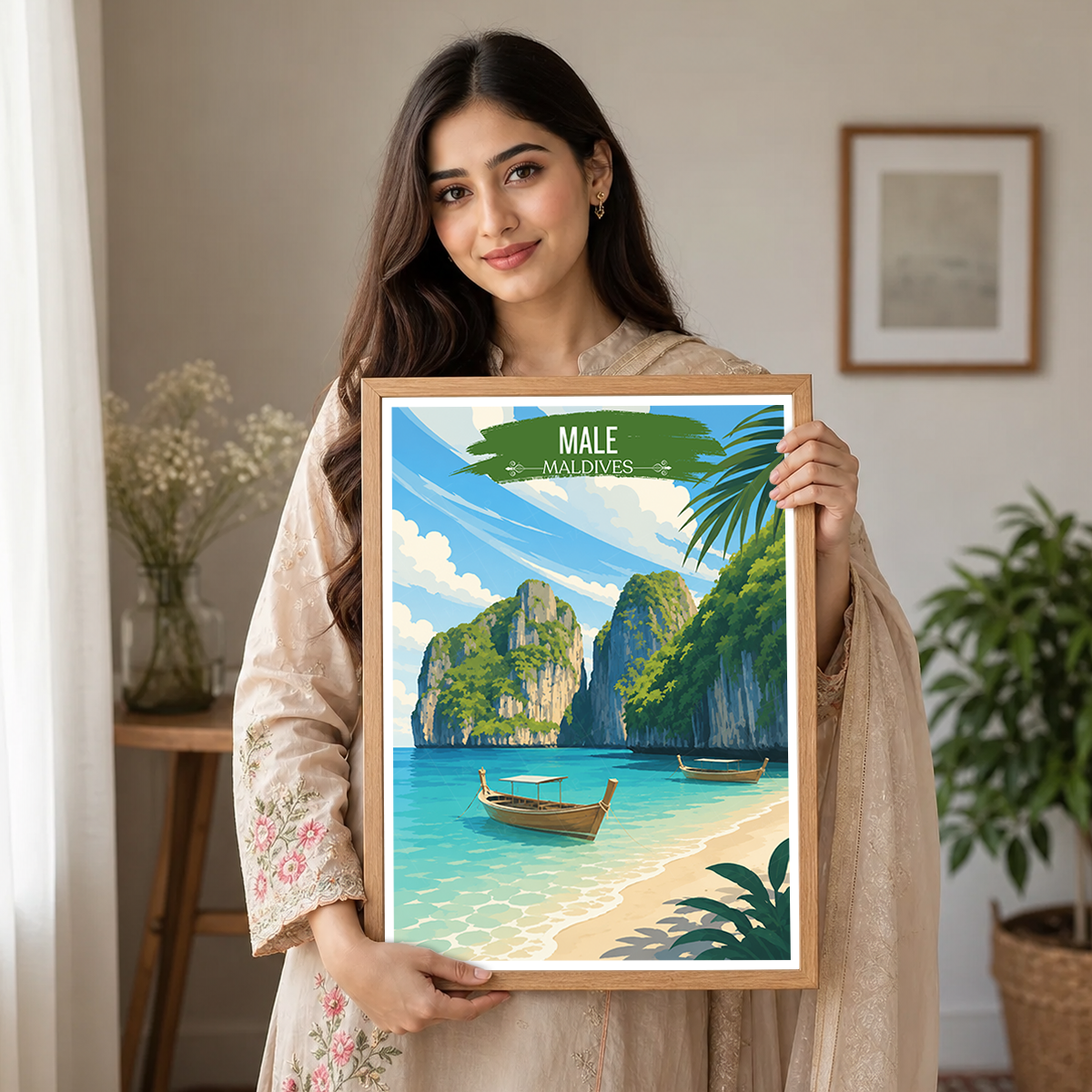 Male - The Maldives - Travel Wall Art Beach Poster Print - Art Print - Travel Art Poster