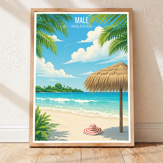 Male - The Maldives - Travel Wall Art Beach Poster Print - Art Print - Travel Art Poster