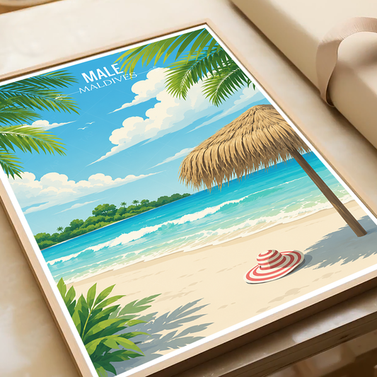 Male - The Maldives - Travel Wall Art Beach Poster Print - Art Print - Travel Art Poster