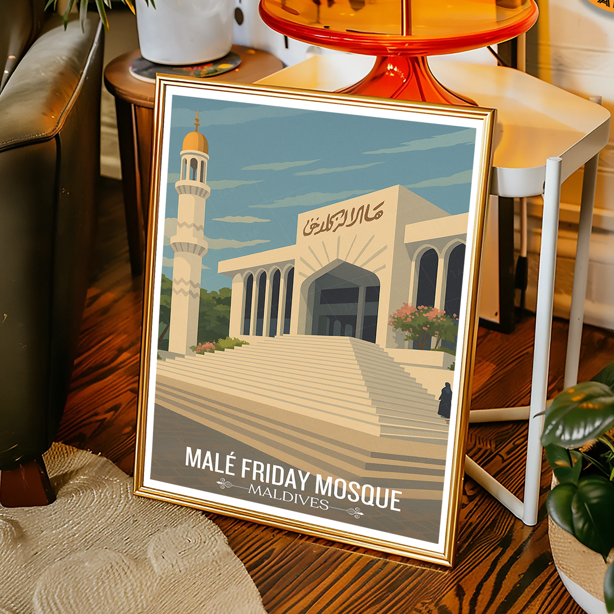 Male Friday Mosque - The Maldives - Travel Wall Art Resort Poster Print - Art Print - Travel Art Poster