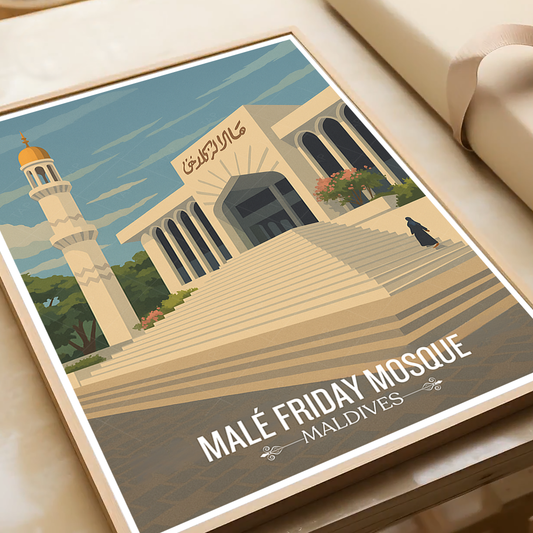 Male Friday Mosque - The Maldives - Travel Wall Art Resort Poster Print - Art Print - Travel Art Poster