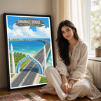 Sinamale Bridge - The Maldives - Travel Wall Art Beach Poster Print