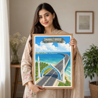 Sinamale Bridge - The Maldives - Travel Wall Art Beach Poster Print
