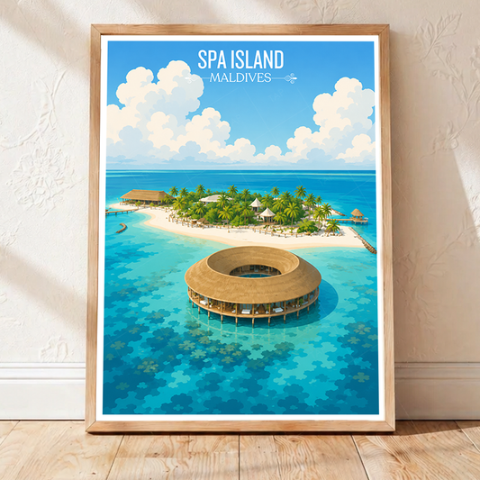 Spa Island - The Maldives - Travel Wall Art Beach Poster Print - Art Print - Travel Art Poster