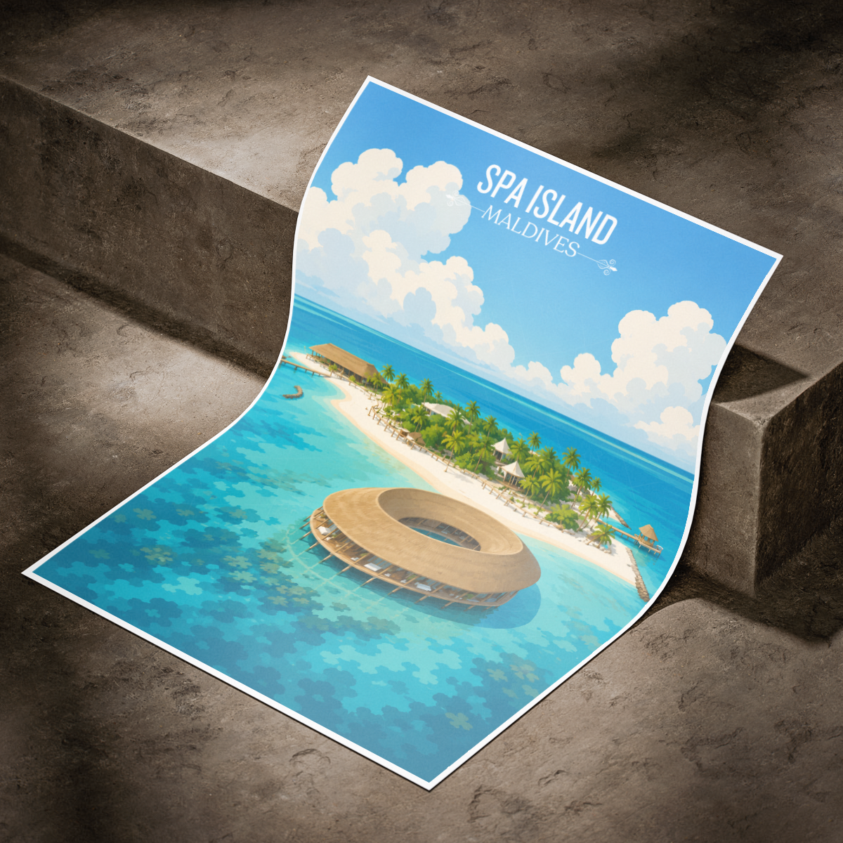 Spa Island - The Maldives - Travel Wall Art Beach Poster Print