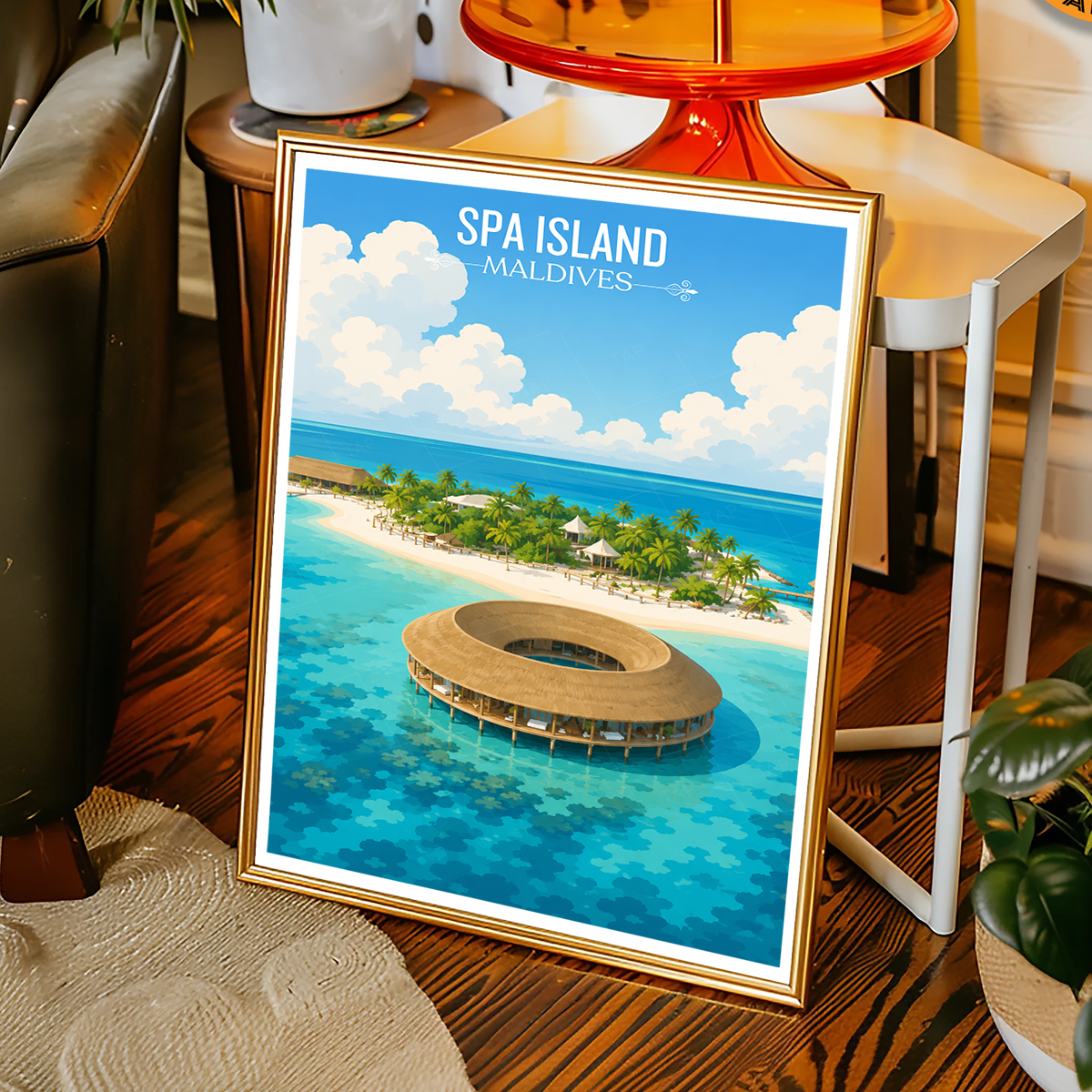 Spa Island - The Maldives - Travel Wall Art Beach Poster Print