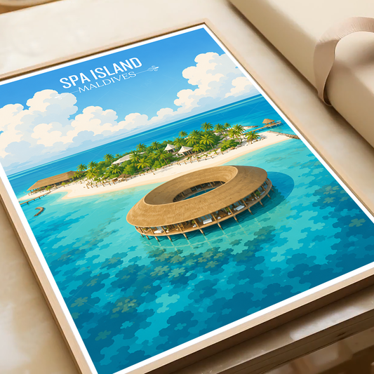 Spa Island - The Maldives - Travel Wall Art Beach Poster Print - Art Print - Travel Art Poster