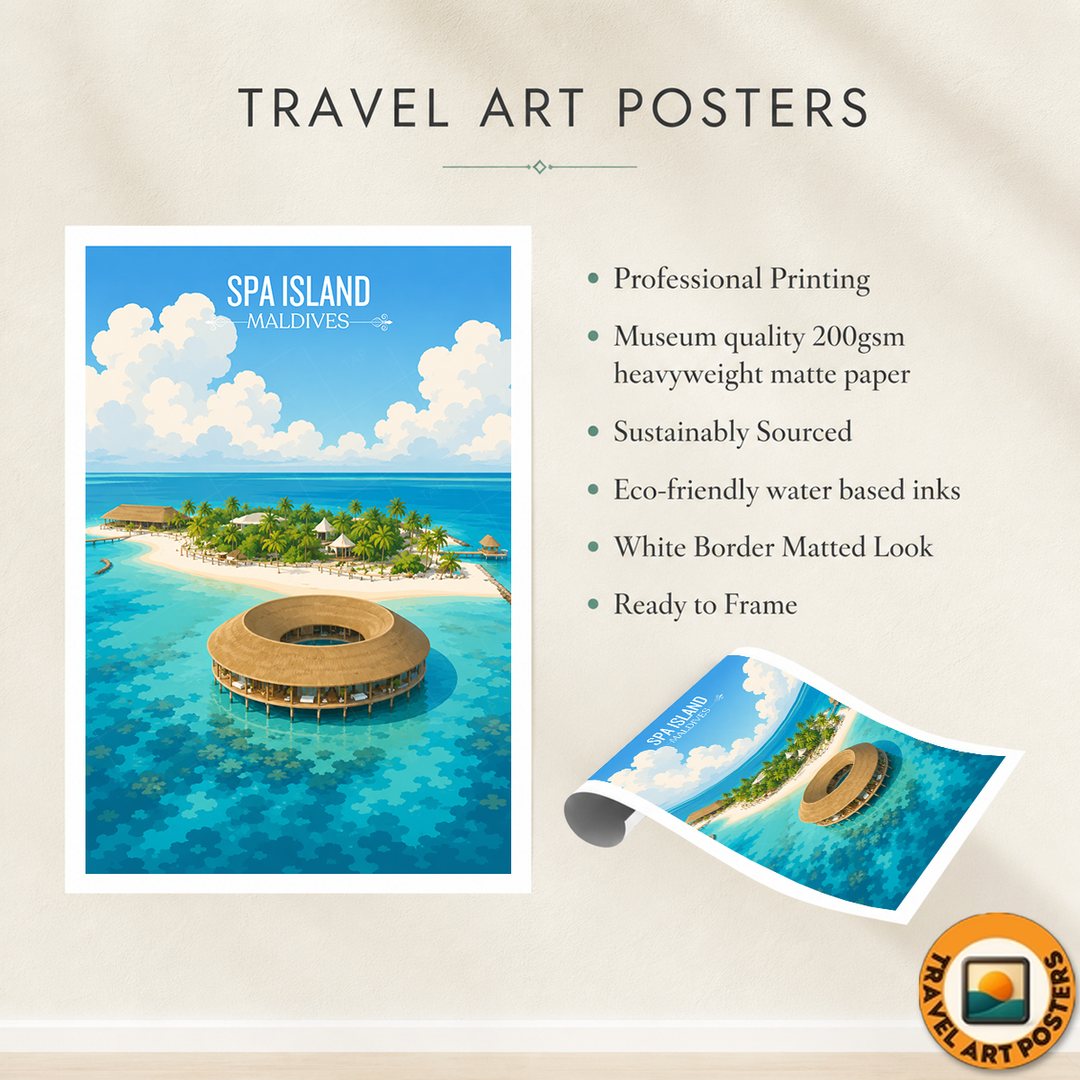 Spa Island - The Maldives - Travel Wall Art Beach Poster Print