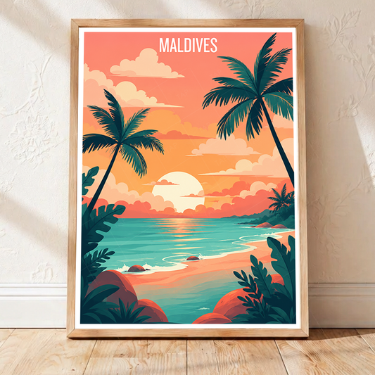 Maldives - Travel Wall Art Beach Poster Print - Art Print - Travel Art Poster