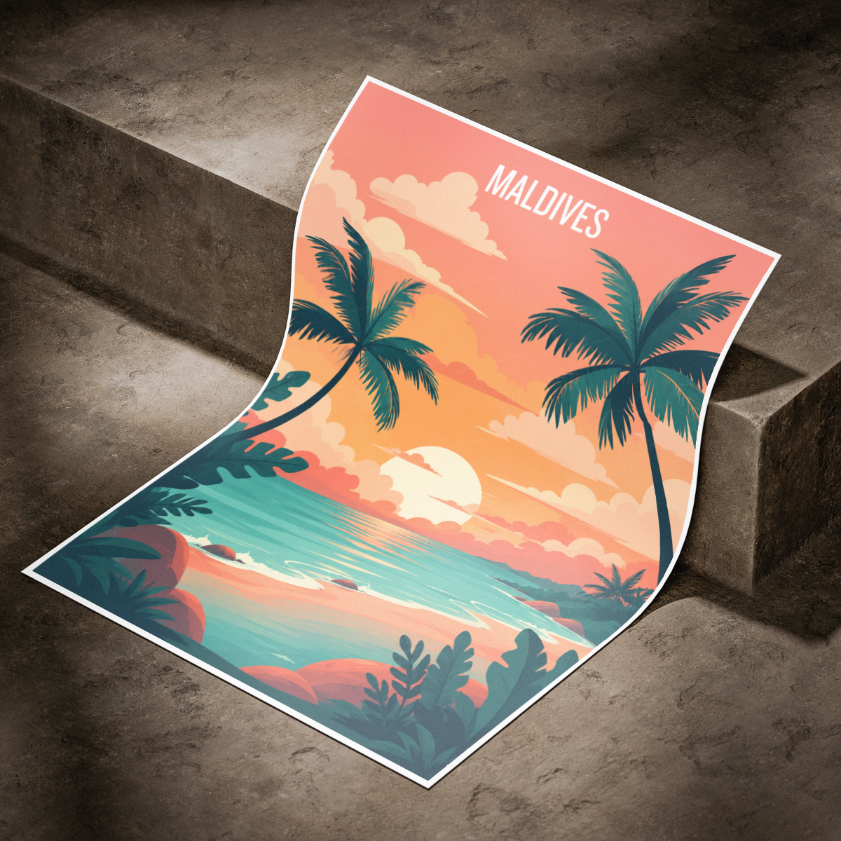 Maldives - Travel Wall Art Beach Poster Print - Art Print - Travel Art Poster