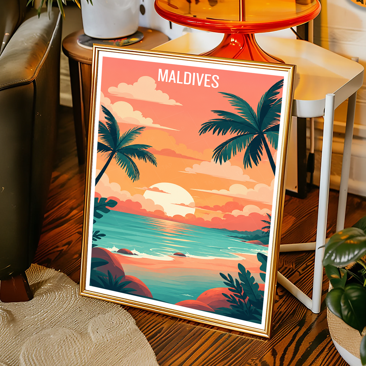 Maldives - Travel Wall Art Beach Poster Print - Art Print - Travel Art Poster