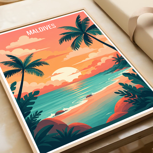Maldives - Travel Wall Art Beach Poster Print - Art Print - Travel Art Poster