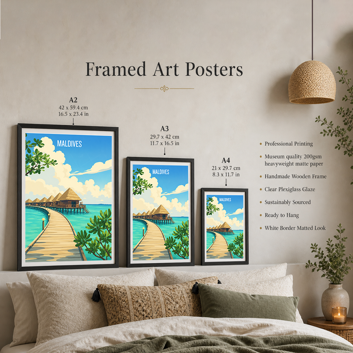 Maldives - Travel Wall Art Beach Poster Print - Art Print - Travel Art Poster