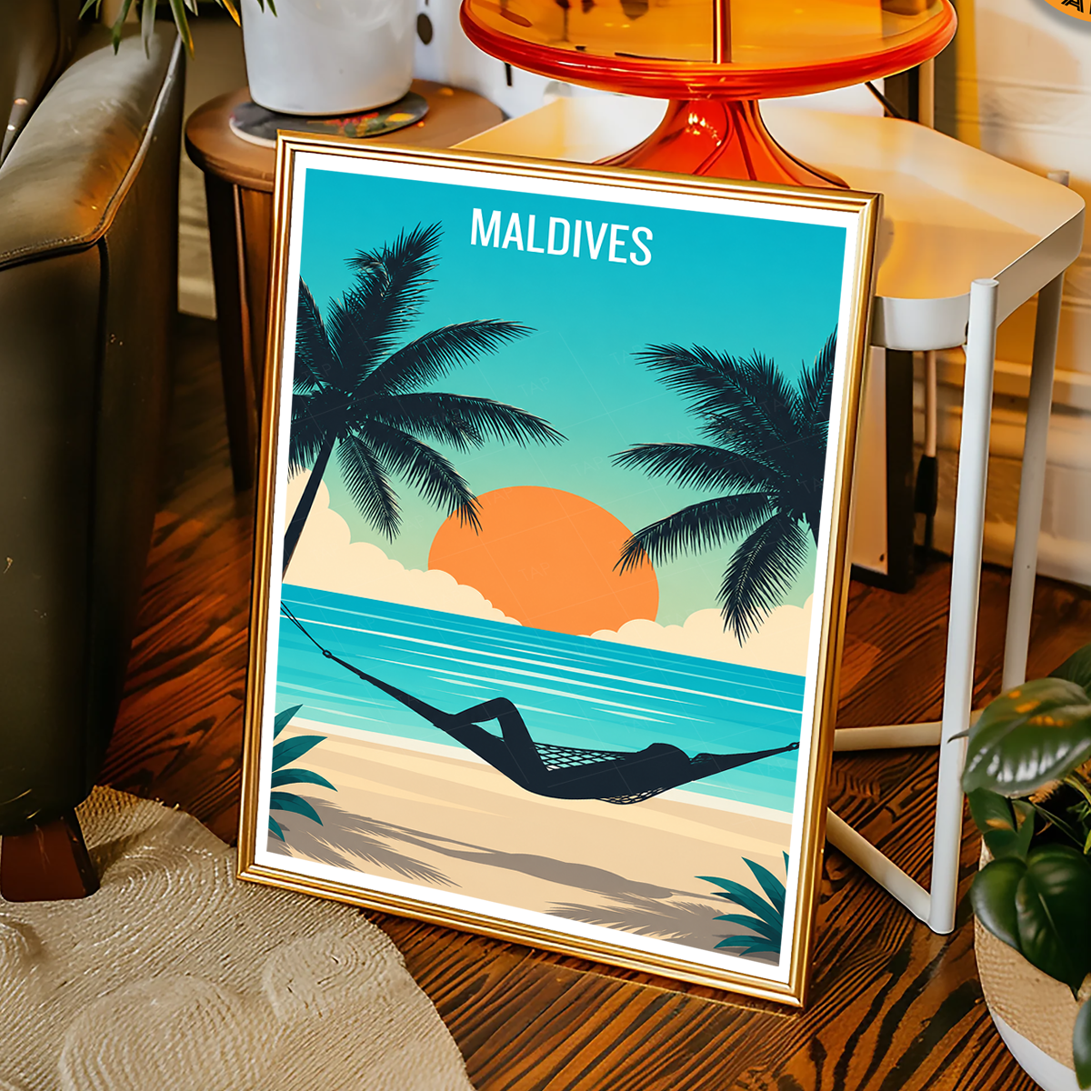 Maldives - Travel Wall Art Beach Poster Print - Art Print - Travel Art Poster