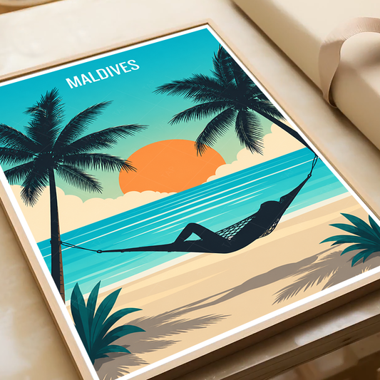 Maldives - Travel Wall Art Beach Poster Print - Art Print - Travel Art Poster