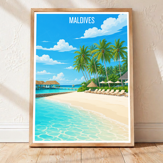Maldives - Travel Wall Art Beach Poster Print - Art Print - Travel Art Poster