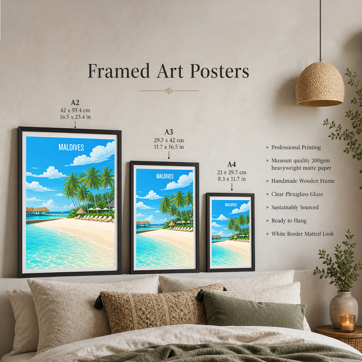 Maldives - Travel Wall Art Beach Poster Print - Art Print - Travel Art Poster