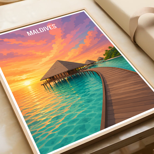 Maldives - Travel Wall Art Beach Poster Print - Art Print - Travel Art Poster