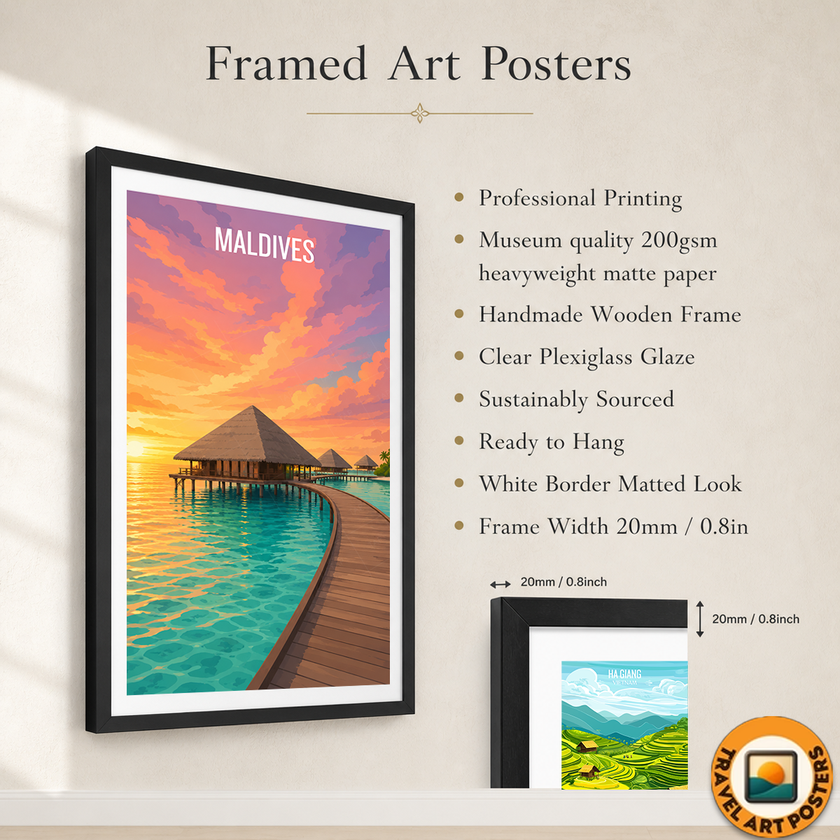 Maldives - Travel Wall Art Beach Poster Print - Art Print - Travel Art Poster