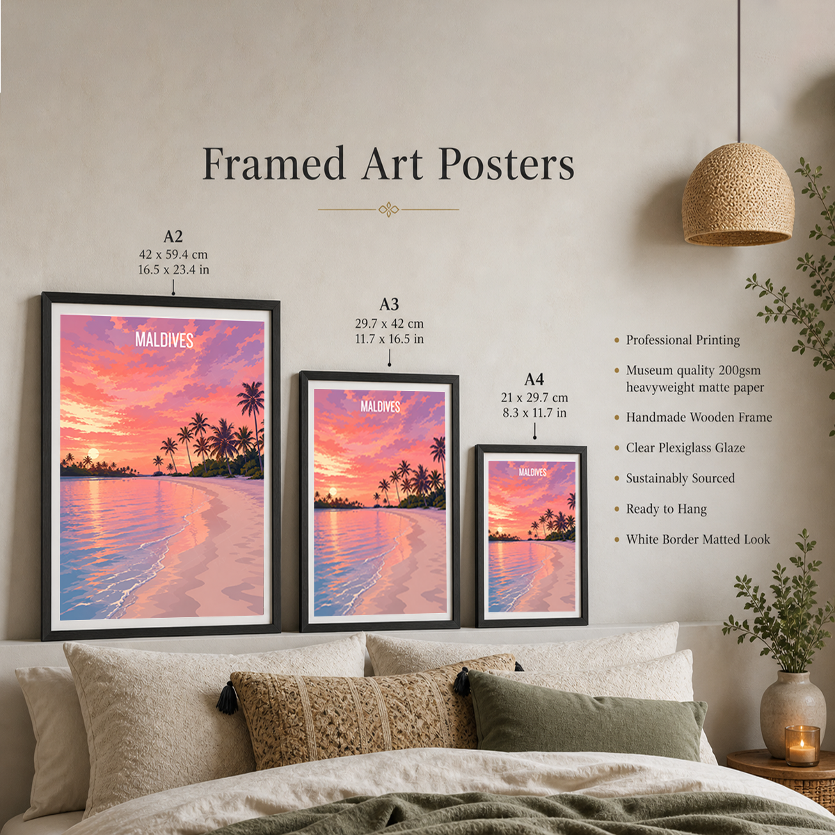 Maldives - Travel Wall Art Beach Poster Print - Art Print - Travel Art Poster