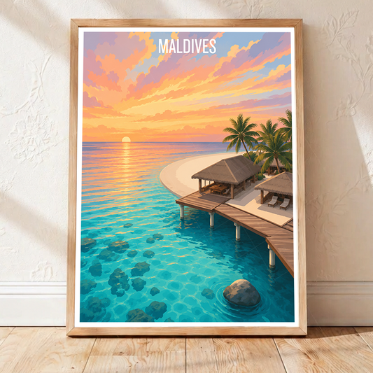 Maldives - Travel Wall Art Beach Poster Print - Art Print - Travel Art Poster