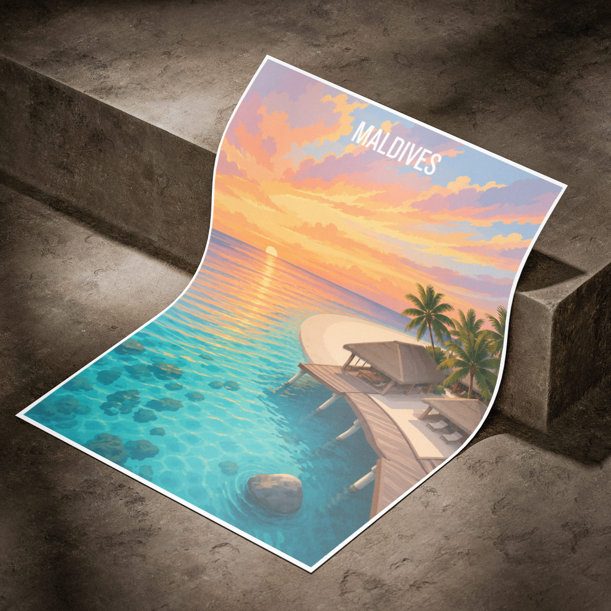 Maldives - Travel Wall Art Beach Poster Print - Art Print - Travel Art Poster