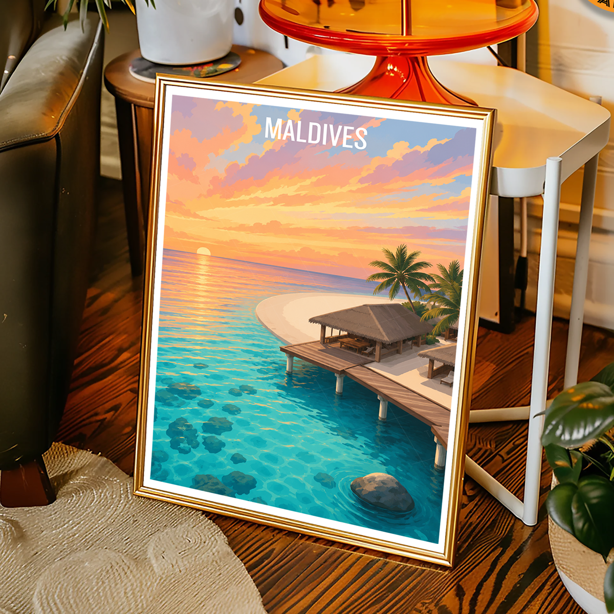 Maldives - Travel Wall Art Beach Poster Print - Art Print - Travel Art Poster
