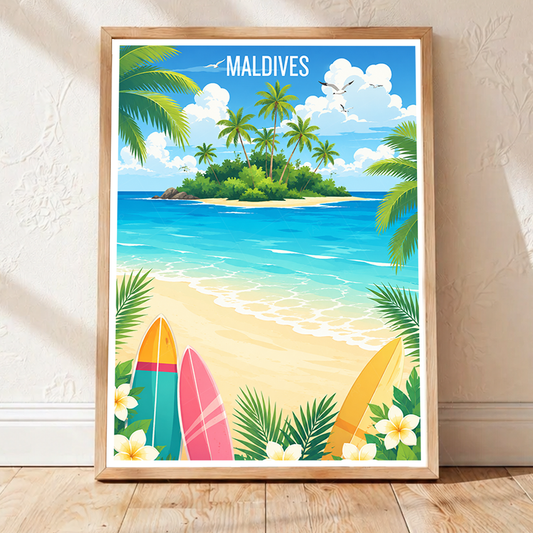 Maldives - Travel Wall Art Beach Poster Print - Art Print - Travel Art Poster
