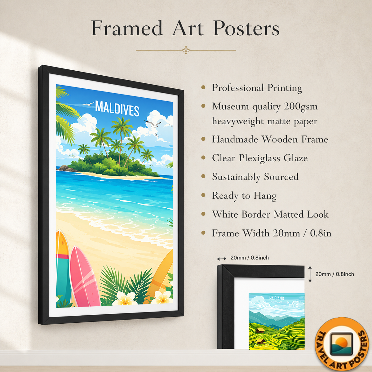 Maldives - Travel Wall Art Beach Poster Print - Art Print - Travel Art Poster