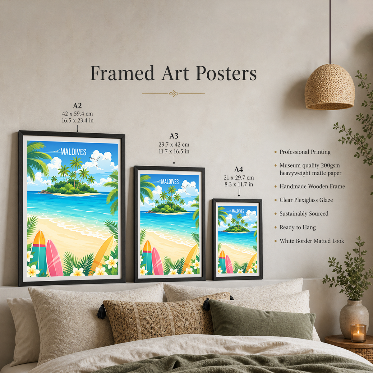 Maldives - Travel Wall Art Beach Poster Print - Art Print - Travel Art Poster
