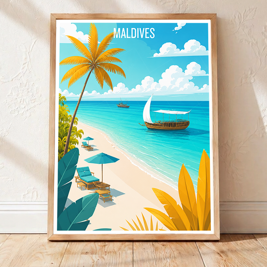 Maldives - Travel Wall Art Beach Poster Print - Art Print - Travel Art Poster