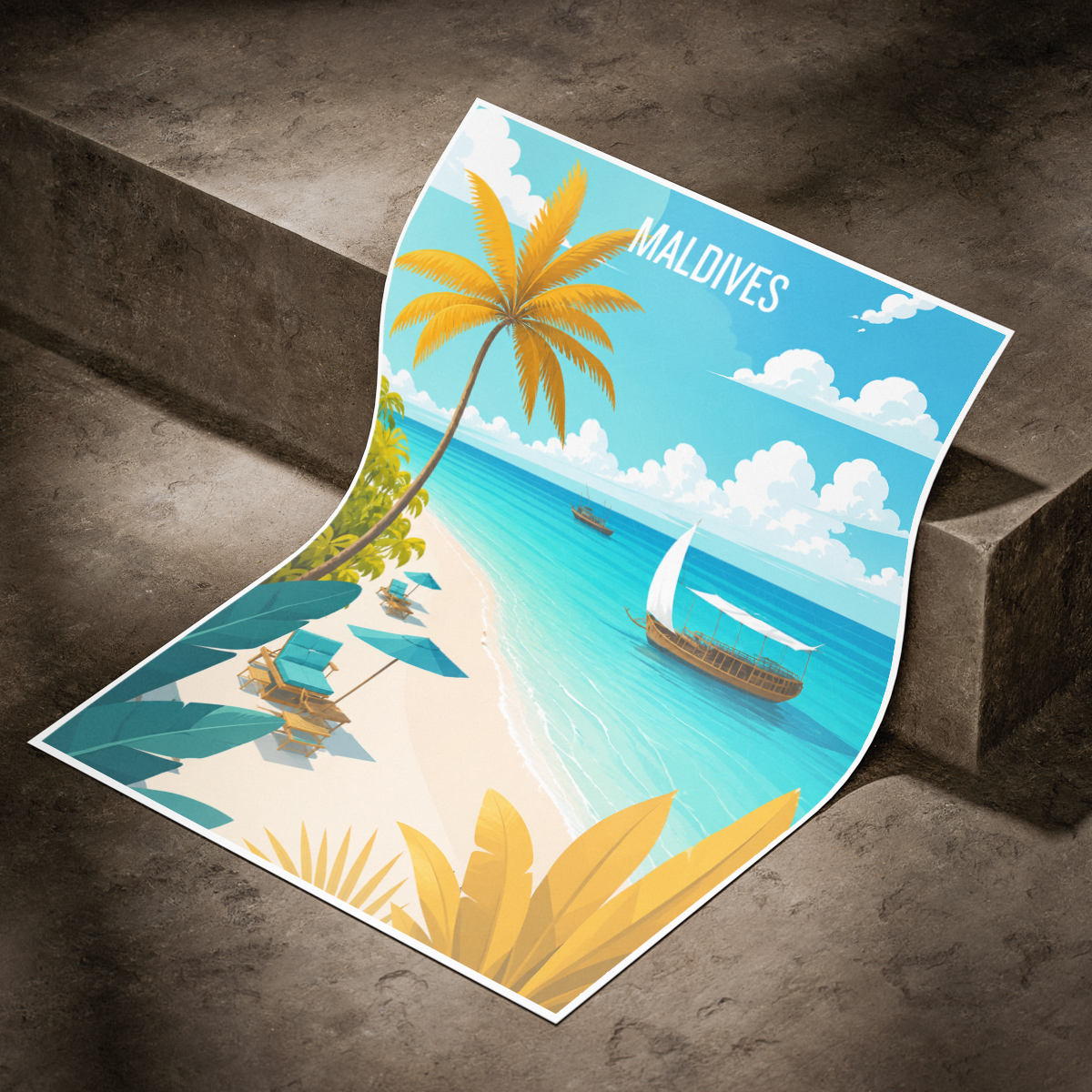 Maldives - Travel Wall Art Beach Poster Print - Art Print - Travel Art Poster